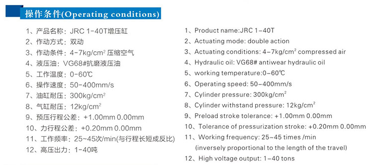 總行程可調(diào)氣液增壓缸操作條件